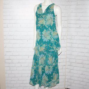 Bandolino Green and Blue Midi Slip Skirt Resort Wear